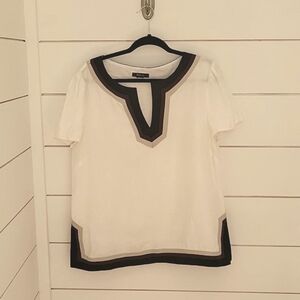 Style & Co xl blouse white brown and black